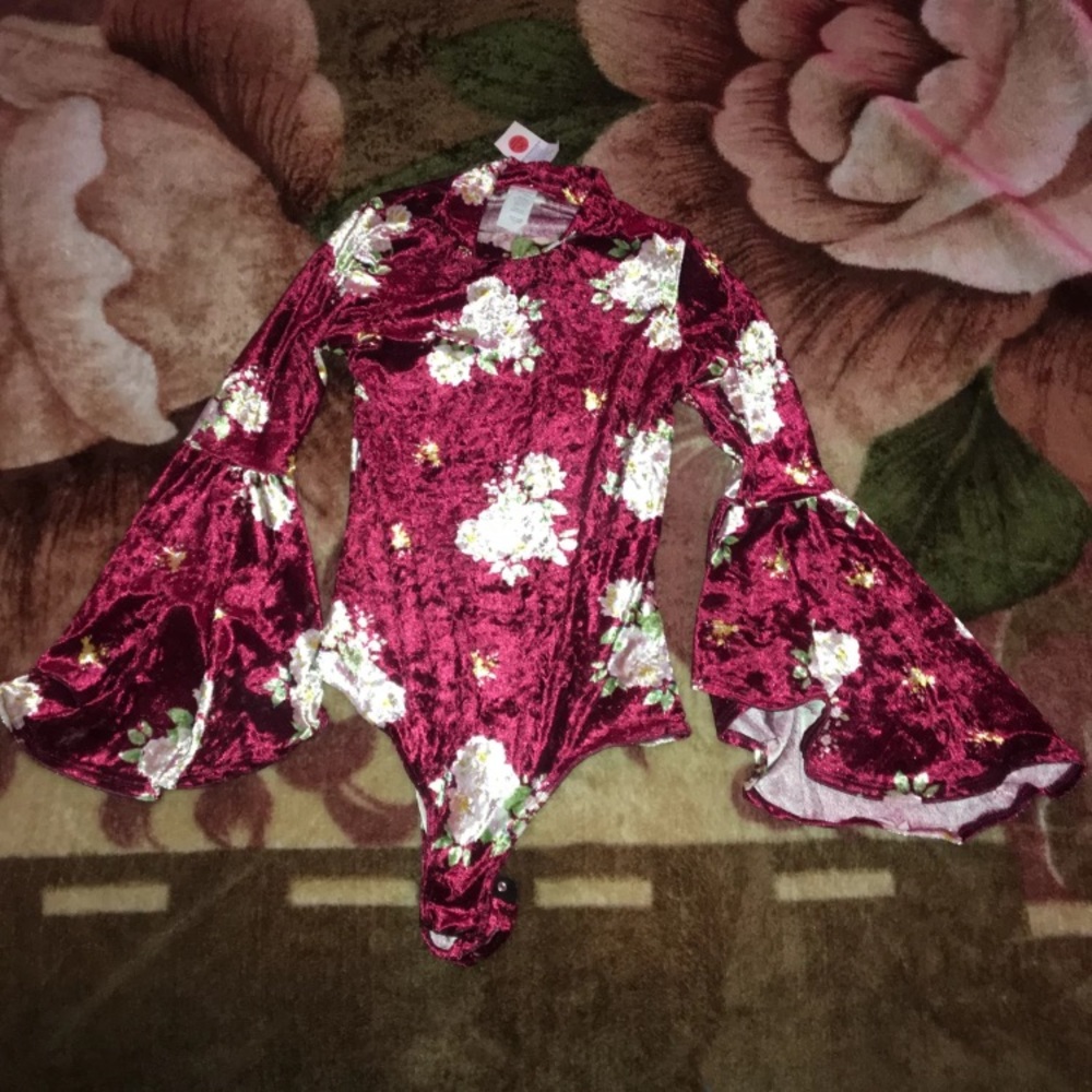 Floral Crushed Velvet Bodysuit